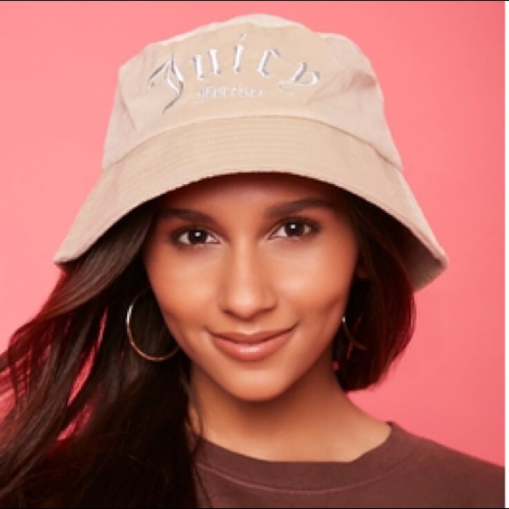 Juicy Couture Tan Bucket Hat Embroidered Logo Terry Cloth